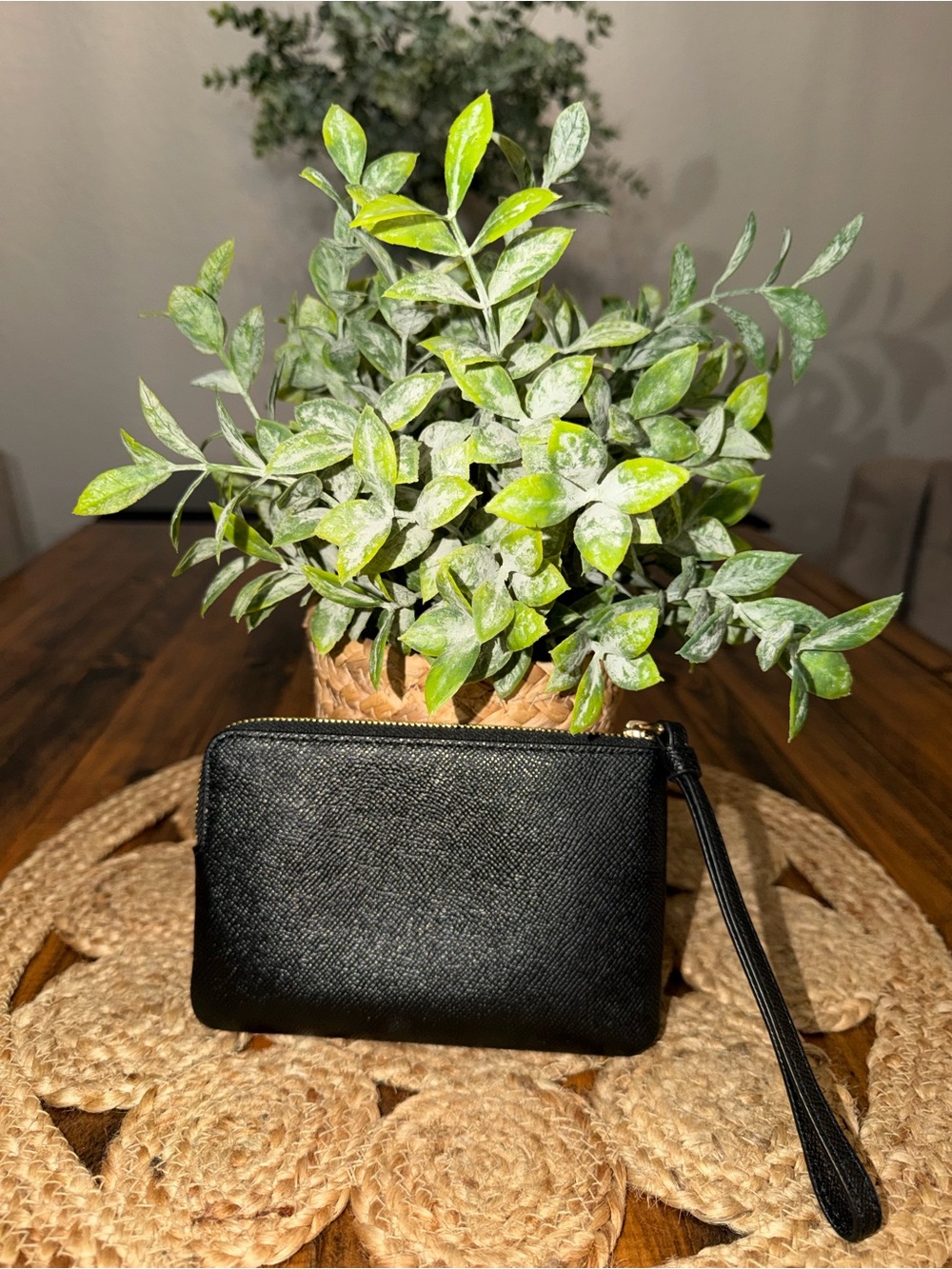 Coach Black Leather Wristlet with Gold Hardware - Picture 2 of 8